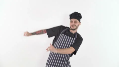Funny Dancing cooker enjoy live authentic moment Video stock 143637862