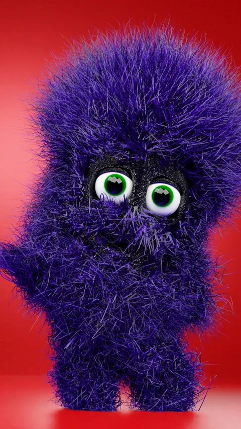 Funny dancing furry creature on a red background. looped video Stock Footage 258668095