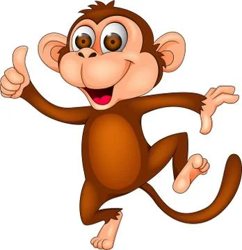 Funny dancing monkey cartoon Stock Illustration