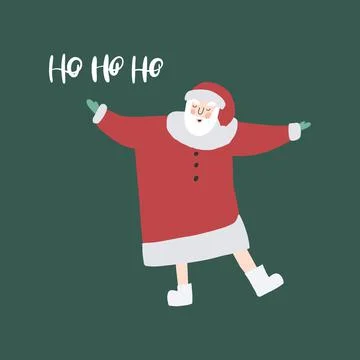 Funny dancing Santa Claus vector hand drawn illustration Stock Illustration