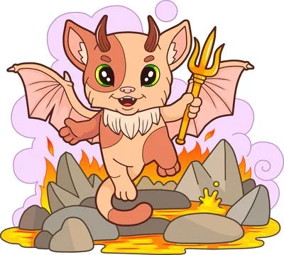 Funny demon cat Stock Illustration