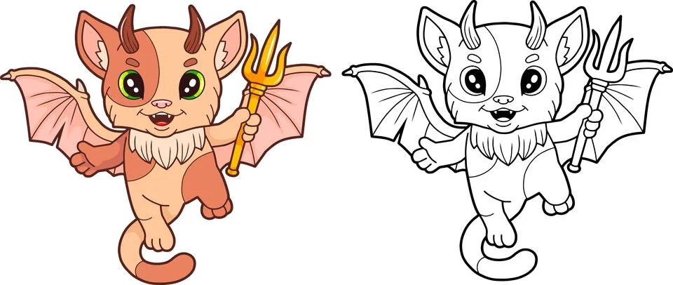 Funny demon cat Illustrazione stock