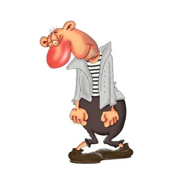 Funny desperate and failed man. Caricature illustration. Stock Illustration