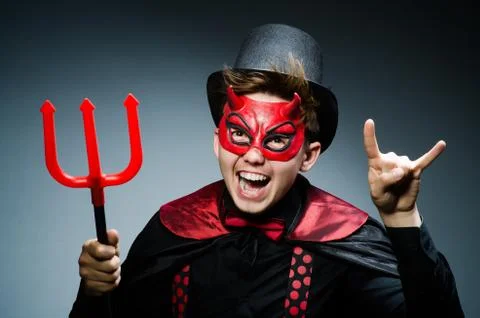 Funny devil against dark background Foto stock