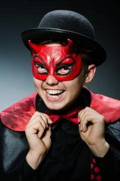 Funny devil against dark background 스톡 사진