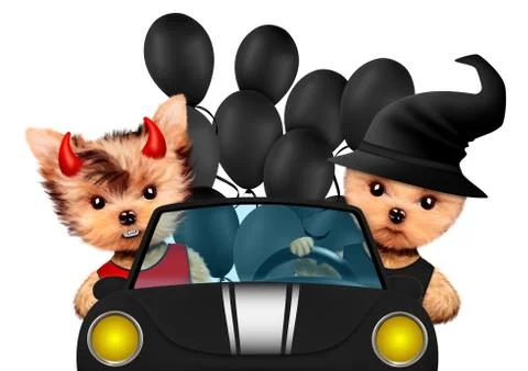 Funny devil and witch. Halloween and Dead day Stock Illustration