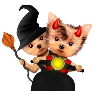 Funny Devil and Witch. Halloween and Dead day Illustrazione stock