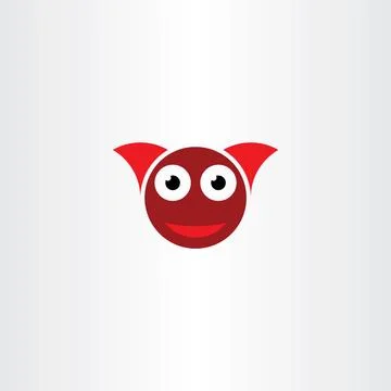 Funny devil face with horns logo vector icon Stock Illustration