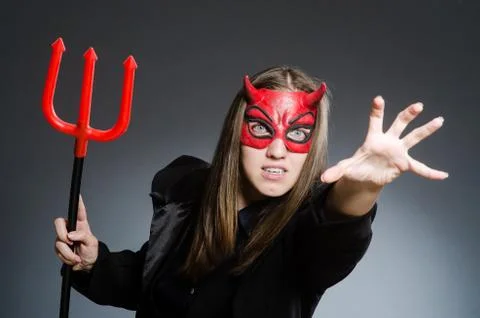 Funny devil in halloween concept Stock Photos