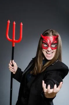 Funny devil in halloween concept Stock Photos