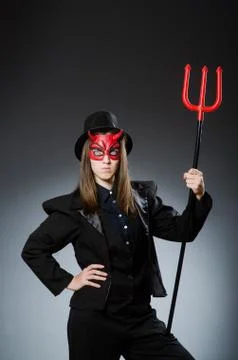 Funny devil in halloween concept Stock Photos