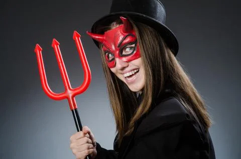 Funny devil in halloween concept Stock Photos