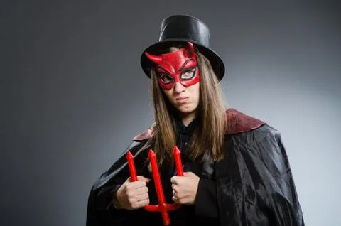 Funny devil in halloween concept Stock Photos