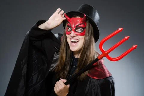 Funny devil in halloween concept Stock Photos