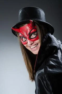 Funny devil in halloween concept Stock Photos