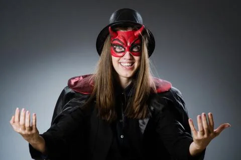 Funny devil in halloween concept Stock Photos