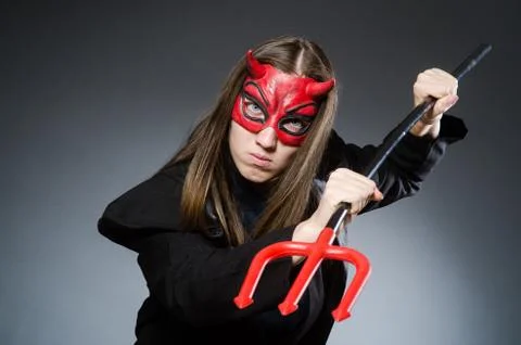 Funny devil in halloween concept Stock Photos
