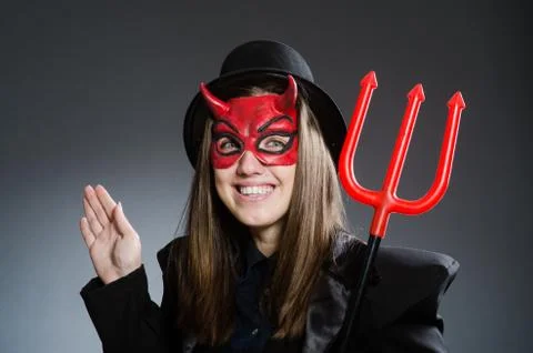 Funny devil in halloween concept Stock Photos