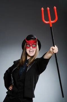 Funny devil in halloween concept Stock Photos