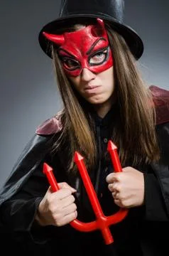 Funny devil in halloween concept Stock Photos
