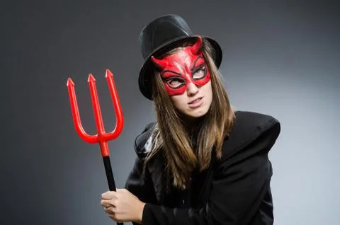 Funny devil in halloween concept Stock Photos