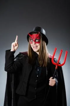 Funny devil in halloween concept Stock Photos