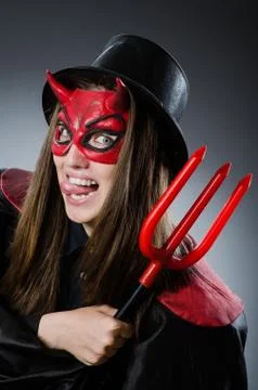 Funny devil in halloween concept Stock Photos
