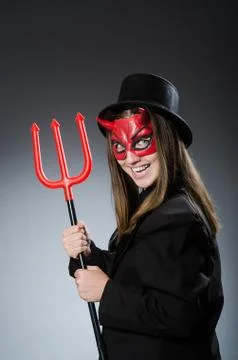 Funny devil in halloween concept Stock Photos