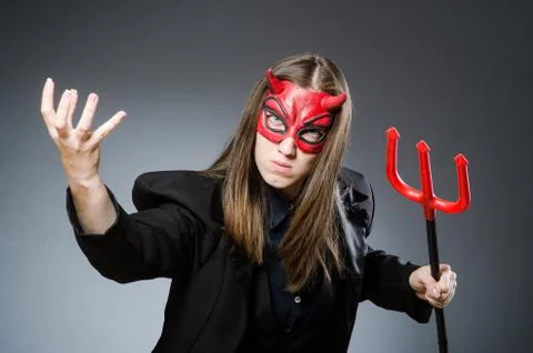 Funny devil in halloween concept Stock Photos