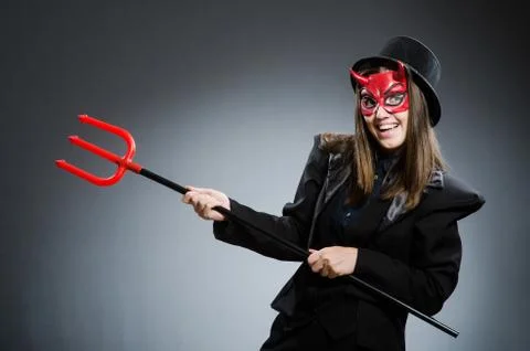 Funny devil in halloween concept Stock Photos