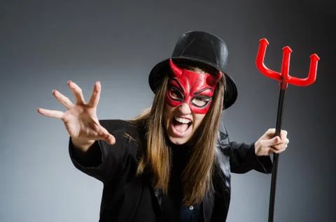 Funny devil in halloween concept 스톡 사진