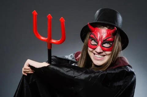 Funny devil in halloween concept Stock Photos