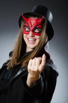 Funny devil in halloween concept Stock Photos