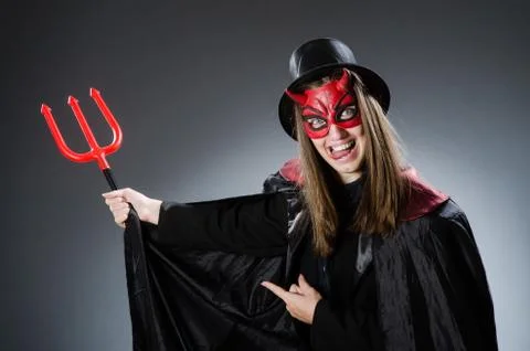 Funny devil in halloween concept Stock Photos