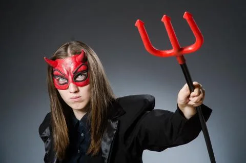 Funny devil in halloween concept Stock Photos