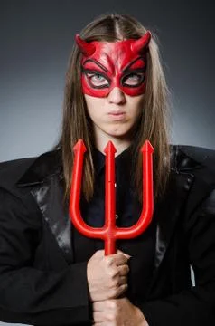 Funny devil in halloween concept Stock Photos