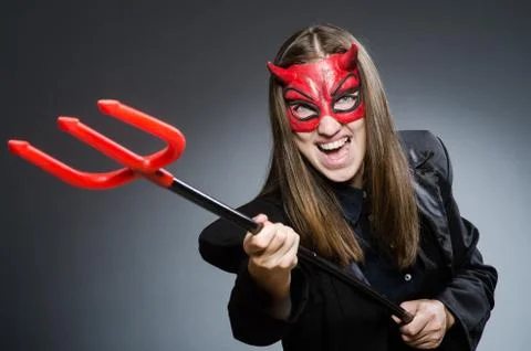 Funny devil in halloween concept Stock Photos
