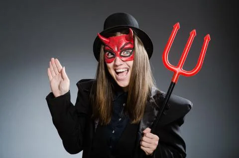 Funny devil in halloween concept Stock Photos