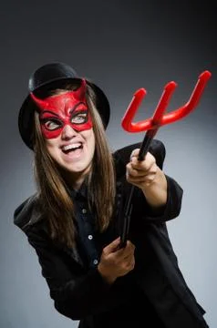 Funny devil in halloween concept Stock Photos