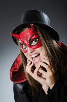 Funny devil in halloween concept Stock Photos
