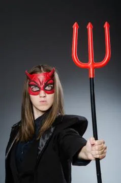 Funny devil in halloween concept Stock Photos