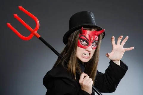 Funny devil in halloween concept Stock Photos