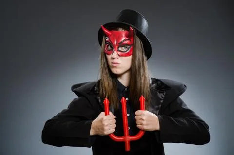 Funny devil in halloween concept Stock Photos
