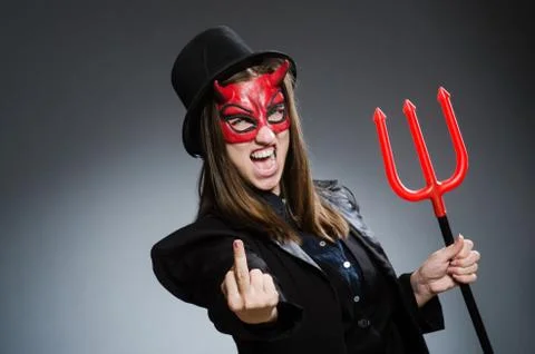 Funny devil in halloween concept Stock Photos