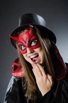 Funny devil in halloween concept Stock Photos