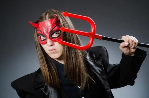 Funny devil in halloween concept Stock Photos