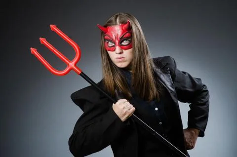 Funny devil in halloween concept Stock Photos