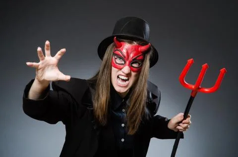 Funny devil in halloween concept Stock Photos