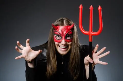 Funny devil in halloween concept Stock Photos
