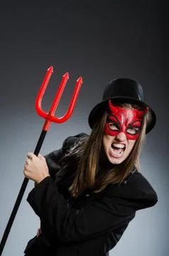 Funny devil in halloween concept Stock Photos